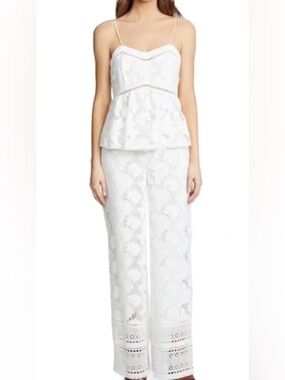 Rachel Zoe Margo Floral Lace Wide-Leg Jumpsuit - Ecru (NWT)